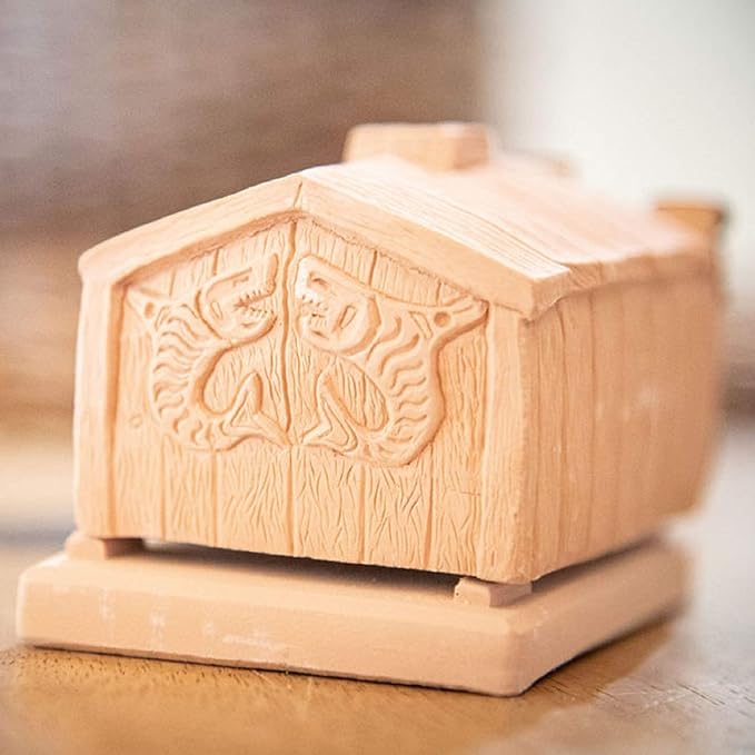 Incienso de Santa Fe - Ceremonial House Natural Wood Incense Burner, Includes 20 Piñon Incense Bricks - Made in The USA