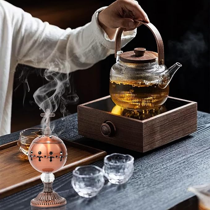 Traditional Incense Burner – Copper Charcoal Censer with Clip – Aromatherapy Resin Holder for Church, Meditation, Yoga, and Home