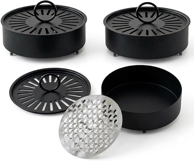 3 Pcs Large Carbon Steel Mosquito Coil Holder with Heat-Resistant Handle, Charcoal Black Iron Incense Burner for Indoor & Outdoor, Patio, Garden, Camping