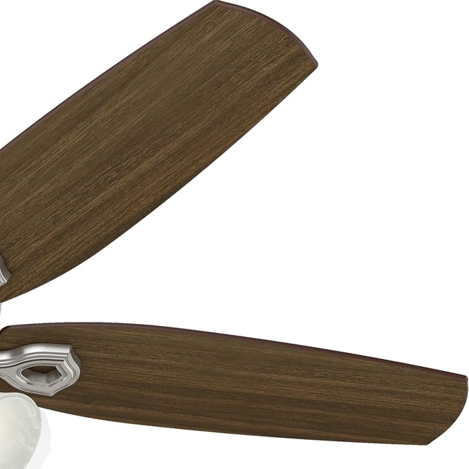 Hunter 52 inch Indoor Ceiling Fan with LED Lights - Ceiling Fan with Pull Chain, For Bedroom or Living Room, Standard Mount, No Remote, 5 Blades, Includes Bulbs - Builder Plus 53237, Brushed Nickel | with LED Lights, Standard Mount, Pull Chain, For Bed...