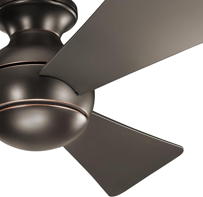 Kichler Sola LED 44" 3 Blade Fan with Etched Cased Opal Glass in Olde Bronze finish and Brown Blades