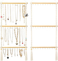 UREYMX Hanging Jewelry Organizer Macrame Necklace Holder, with 30 Hooks, Over Door Necklace Rack, Wall Mounted Jewelry Hanger with Tassel Boho for Necklace Headband Bow Earring Bracelet