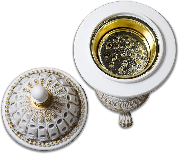 AM Lux Globe Incense Burner - Bakhoor Cone Holders | Frankincense Burner Charcoal | Mabkhara | for Office & Spiritual Decor (White)