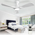 Depuley 42-Inch Ceiling Fans with Lights: White 3 Blade Flush Mount Low Profile Ceiling Fan for Bedroom - Dimmable Indoor Outdoor Fan with Remote Control Ultra Quiet DC Motor Timer