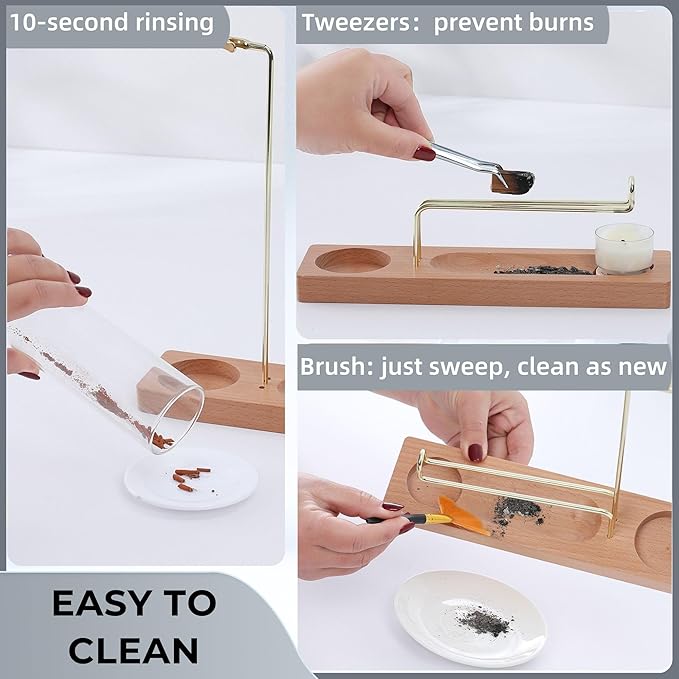 3 in 1 Incense Holder for Burning Insence-Stick & Palo Santo & Sage Sticks, Hanging Upside Down Incense Stick Burner with Glass Ash Catcher, Lasting Burning Palo Santo Sage Burner for Altar