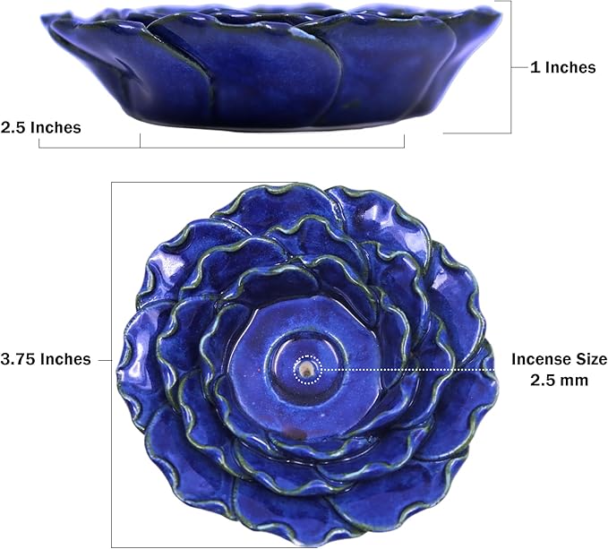 Hosley Incense Sticks Gift Set Each Includes 60 Incense Sticks & a Flower Ceramic Holder - Bathroom Set for Home, Weddings, Meditation, Spa, Bathroom Use - 6 Sets