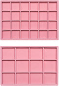 Frebeauty Jewelry Trays for Drawer,Set of 2 Jewelry Organizer and Storage | Velvet Material,Stackable,Adjustable Dividers,Drawer Inserts for Rings Studs Bracelet,Earring Organizer for Women Girls