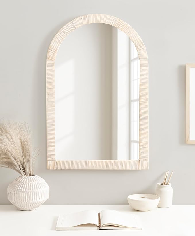 Kate and Laurel Rahfy Boho Arch Rattan Mirror