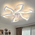 White Flower Modern CeilingFans with Lights, Low Profile Ceiling Fan with Remote for bedroom, 32inch Flush Mount Ceiling Fan with LED Dimmable Light,3-Colors, 6-Speeds, Timing Ceiling Fan Light