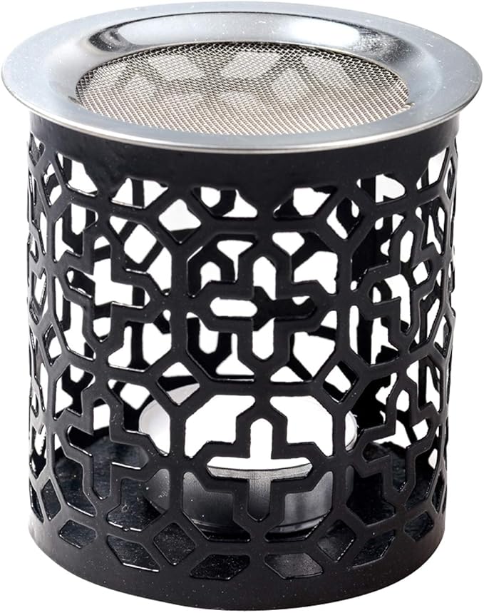 Black Iron Incense Burner with Sieve Height 3.15 inch [Handmade] for Burning Incense with a Tealight