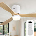 Sofucor Ceiling Fans with Lights-52 Inch Flush Mount Ceiling Fan with Light and Remote Control, Low Profile Wood Blades Modern Outdoor Ceiling Fans for Bedroom/Living Room/Patio/Indoor, Quiet DC Motor