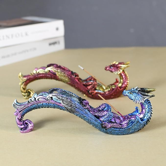 Smoking Dragon Statue Incense Burner, Incense Holder for Sticks, Incense Stick Holder,Incense Stick Stand Form Home Decor (Red)