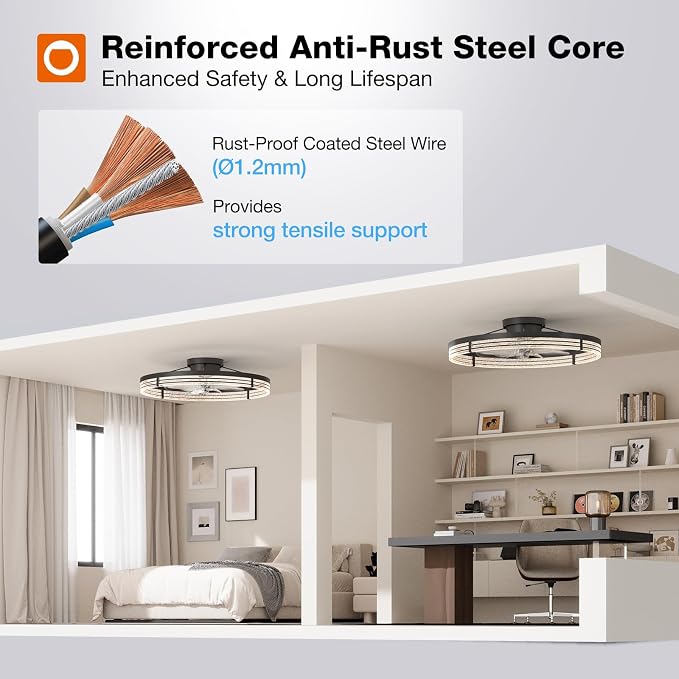 addlon Ceiling Fans with Lights and Remote, 24'' Low Profile Ceiling Fans, 3000-6000K Dimmable Modern Flush Mount LED Fan Light, Fandelier Ceiling Fan for Bedroom, Kitchen, Living Room, Black