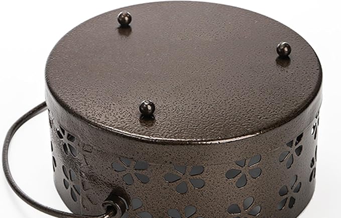 ZENFUN 2 Pack Iron Coil Holders with Lid and Handle, Bronze Incense Coil Burner with Lid, Retro Portable Coil Holder for Camp Use, Indoor, Outdoor, Fireproof, 5.7 Inches Diameter