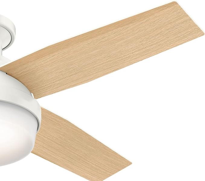 Hunter 44 inch Indoor Ceiling Fan with LED Light and Remote Control - White Modern Ceiling Fan, Low Profile Mount, 4 Blades, For Bedroom, Living Room, or Kitchen, Quiet - Dempsey 59244, Fresh White | with LED Light and Remote Control, Low Profile Mount...