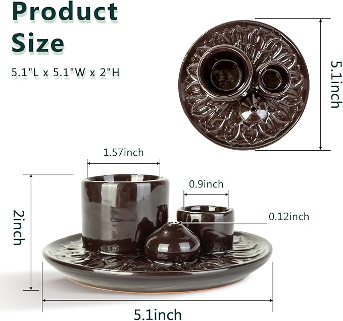 Comeon Ceramic Incense Stick Holder,Home Yoga 3 in 1 Incense Burner Sage Holder for Burning (White Color Leopard Pattern)