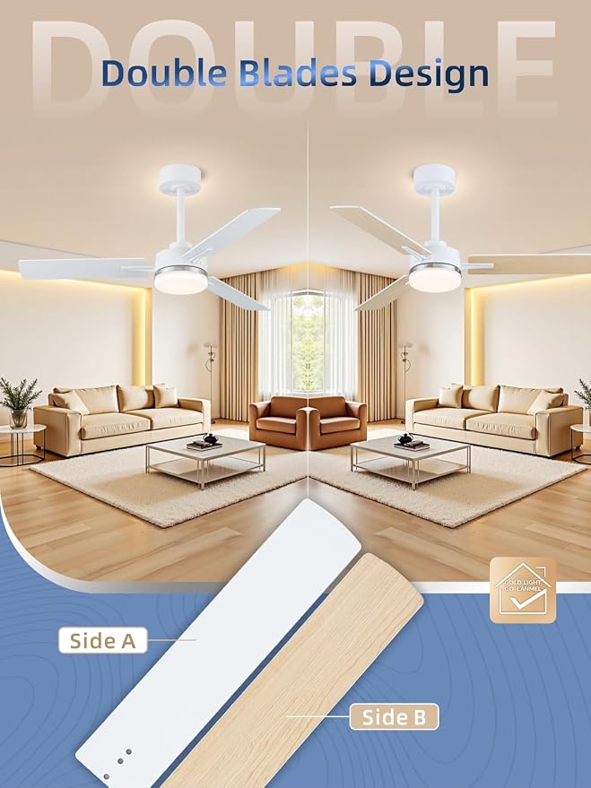 LANMEL Ceiling Fan with Light, Modern Flush Mount Low Profile with Remote Control, Reversible, 3CCT Dimmable, Quiet,LED for Bedroom, Living Room, Indoor/Outdoor Patio Use 42 Inch Silver & White