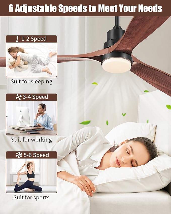 Ceiling Fans with Lights and Remote, 72 Inch Outdoor Ceiling Fan with Light, 3 Downrods, ETL Listed, 3 Blades and 6 Speed Large Ceiling Fans Quiet DC Motor for Patio Farmhouse, 72in,Walnut