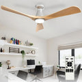 Depuley 52-Inch Ceiling Fans with Lights: Wood 3 Blade Flush Mount Low Profile Ceiling Fan for Bedroom - Dimmable Indoor Outdoor Fan with Remote Control Ultra Quiet DC Motor Timer