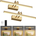 Battery Operated Wall Light for Living Room, 4000mAh Picture Light for Wall Set of 2, Remote & Touch Control, 3 Color Temps, Display for Gallery, Living Room, Bedroom(Gold)
