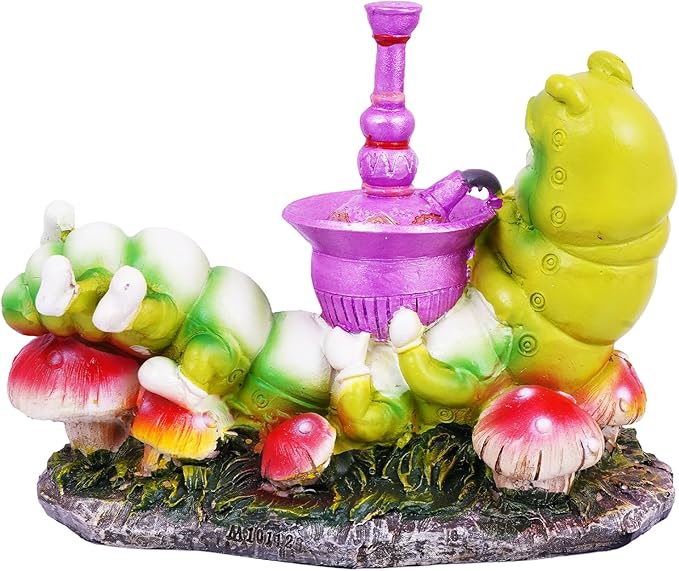 Fantasy Gifts Caterpillar Smoking a Hookah Incense Burner – 4 x 5 Inches Hand Painted Multicolor Resin | Whimsical Home Décor, Meditation, Aromatherapy, and Collectible Figurine