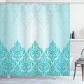 Ambesonne Turquoise Shower Curtain, Retro Style Medieval European Victorian Gradient Royal Pale Patterns Artwork Print, Cloth Fabric Bathroom Decor Set with Hooks, 69" W x 70" L, Blue