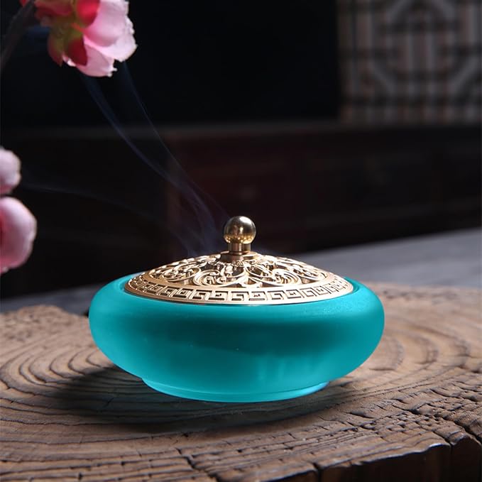 Powder Incense Burner Kit with Brass Censer, Incense Ash Tools and Mold Press Set, Complete Gift Box for Meditation, Yoga and Home Relaxation