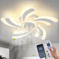 Dalouguan Ceiling Fan with Lights Remote Control, White Flower 6 Speeds 3 Light Color Low Profile Flush Mount Ceiling Fan for Kitchen Bedroom