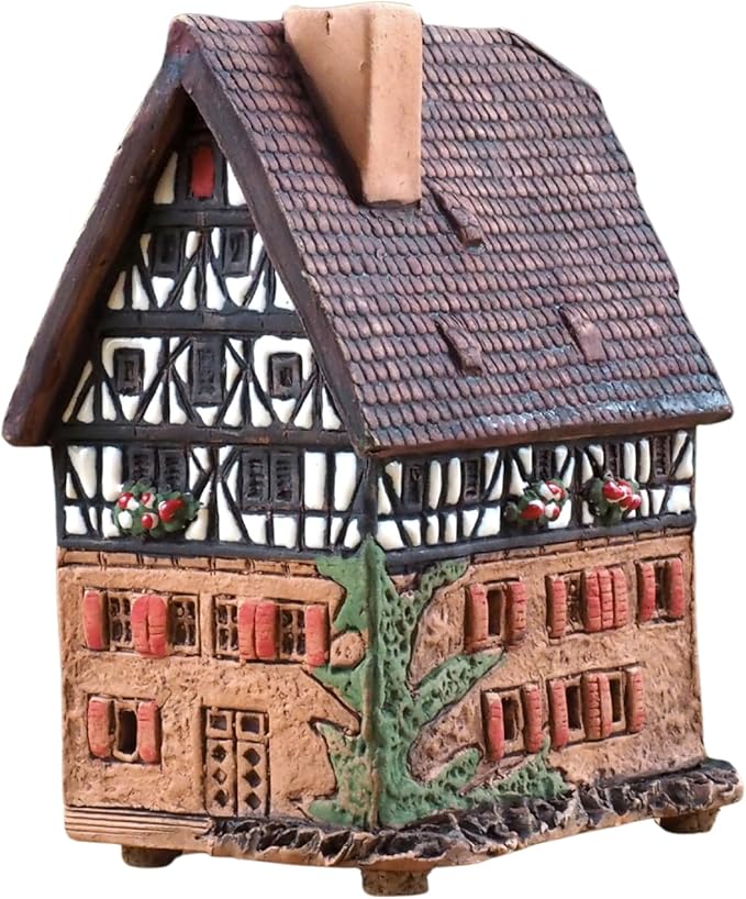Ceramic Houses and Villages Collection - Handmade House Collectible Miniature of The Original Marienapotheke in Rothenburg Germany - Cone Incense Holder R278