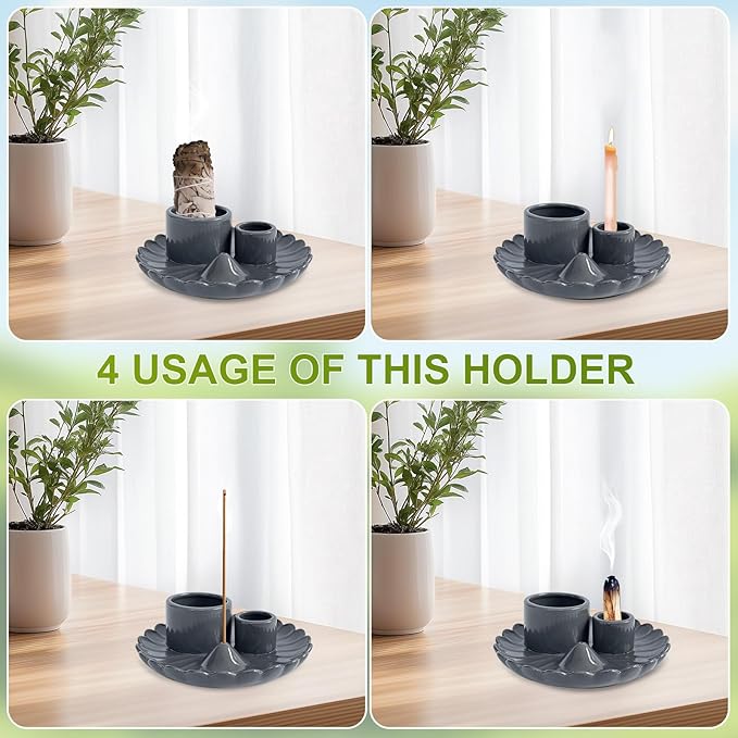 Palo Santo Sticks Holder, 4 in 1 Incense and Candle Holder for Burning Sage and Sticks for Burning, Ash Catcher Tray for Meditation Yoga Room