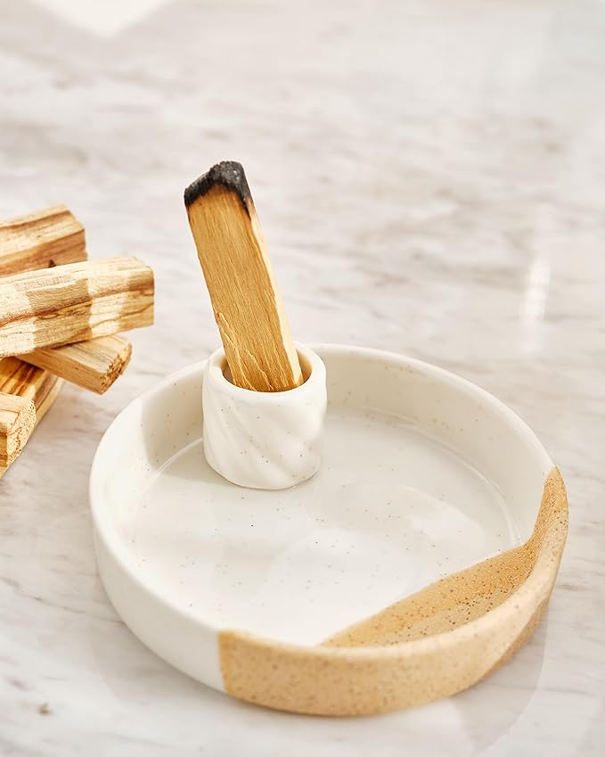 Palo Santo Holder, Incense Holder for Palo Santo Sticks, Ceramic Incense Burner, Scent Wood Stand and Ash Catcher, Simple, Sturdy and Well Made