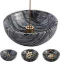 Koville Natural Marble Incense Holder, 5inch Incense Holders for Sticks, Sturdy Incense Burner Ash Catcher, Ideal for Meditation, Relaxing, Easy to Clean(Wooden Black)