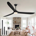 Ceiling Fans with Lights, 82 Inch Extra Large Black Ceiling Fan with Remote, 3 Wood Blades DC Motor, High CFM, Noiseless, Propeller Damp Rated Outdoor Ceiling Fan for Patios, Exterior