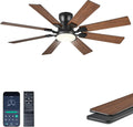 JSAITEE 52Inch Ceiling Fan with Lights, Flush Mount Low Profile, Brown | Ceiling Fans,DC Reversible Motor Noiseless, 3CCT Dimmable, Dual Finish, 6 Speeds Ceiling Fan for Indoor/Outdoor
