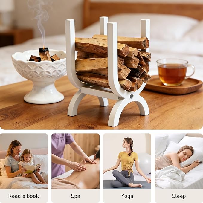 Palo Santo Holder Wooden White,Incense Storage Perfect for Palo Santo Sticks and Sage, Ideal for use in Meditation,Yoga SPA, Aromatherapy.