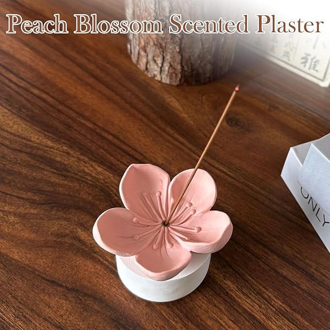 Cherry Blossom Incense Holder – Sakura Gypsum Aromatherapy Burner for Stick Incense – Minimalist Zen Decor for Meditation, Yoga, Tea Ceremony, Home & Office