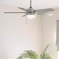 Hunter 44" Anisten Indoor Ceiling Fan, Light, Pull Chain, Brushed Nickel | WhisperWind whisper-quiet motor, DuraLight lens, and 3" downrod support bedrooms, offices, and small rooms year-round.
