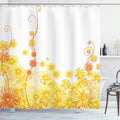Ambesonne Yellow Shower Curtain, Curling Yellow Gerbera Flowers Botanical Ivy Nature Pattern Illustration, Cloth Fabric Bathroom Decor Set with Hooks, 69" W x 84" L, Yellow Brown