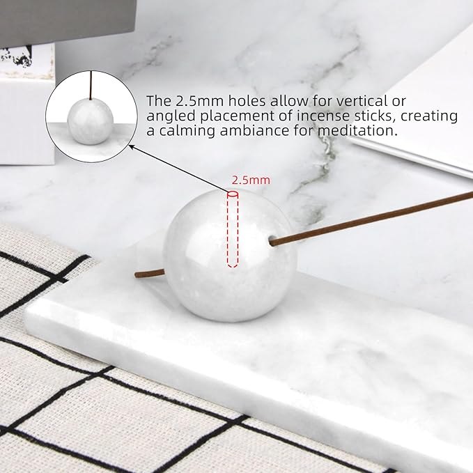 Marble Incense Holder Tray Incense Burner Modern Minimalist Home Deco and Desk Incense Holder for Sticks (Grey White)