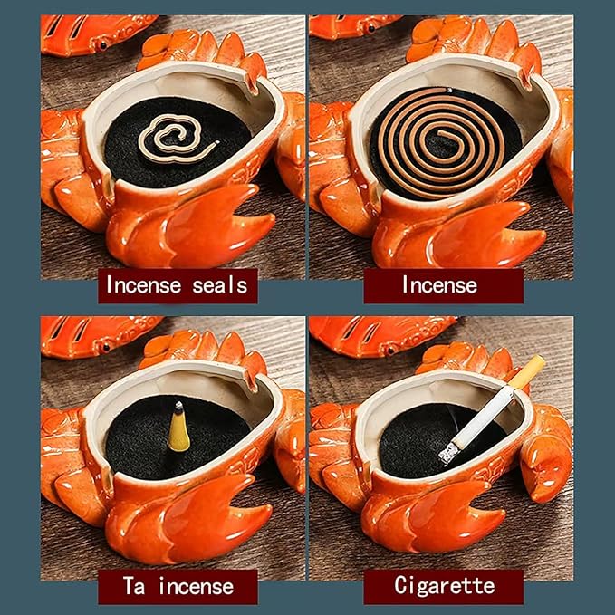 Crab Incense Holder with Incense Stick Holder Coil Incense Burner Ceramic Cons Incense Holder for Bedroom Yoga Room