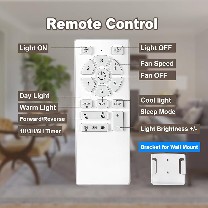 42 Inch Pro Balck Flush Mount Ceiling Fans with Lights and Remote | 3CCT Dimmable LED, 6 Speed, Quiet DC Motor, 3-Level Timer Function, Forward/Reserve For all Seasons, Indoor/Covered Outdoor