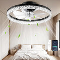 CHAREADA Ceiling Fan with Light, 20" Modern Low Profile Foldable Ceiling Fans with 6 Wind Speeds (Crystal Black)