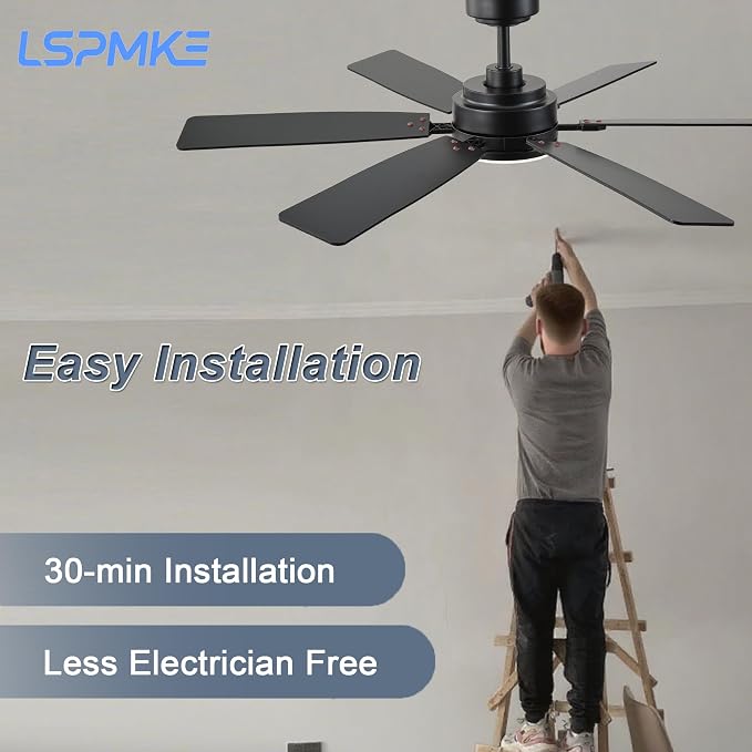 Ceiling Fans with Lights, 52" Ceiling Fan with Light and Remote Control, Reversible DC Motor, 3CCT, Dimmable, Timer, Noiseless, Brown Ceiling Fan for Bedroom Living Room, Indoor/Outdoor Use