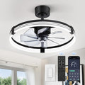ZMISHIBO 23" Ceiling Fans with Lights and Remote, Low Profile Ceiling Fan with Light, 3 CCT, Stepless Dimmable, 6 Speeds, Noiseless, App & Remote Control, Black Fan Light for Bedroom, Living Room