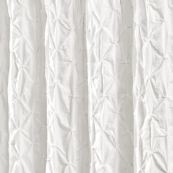 Lush Decor Ravello Pintuck Shower Curtain, 72" W x 72" L, White - Luxe Pintuck Embellishment - Chic Textured Design - Traditional Glam & Farmhouse Bathroom Decor