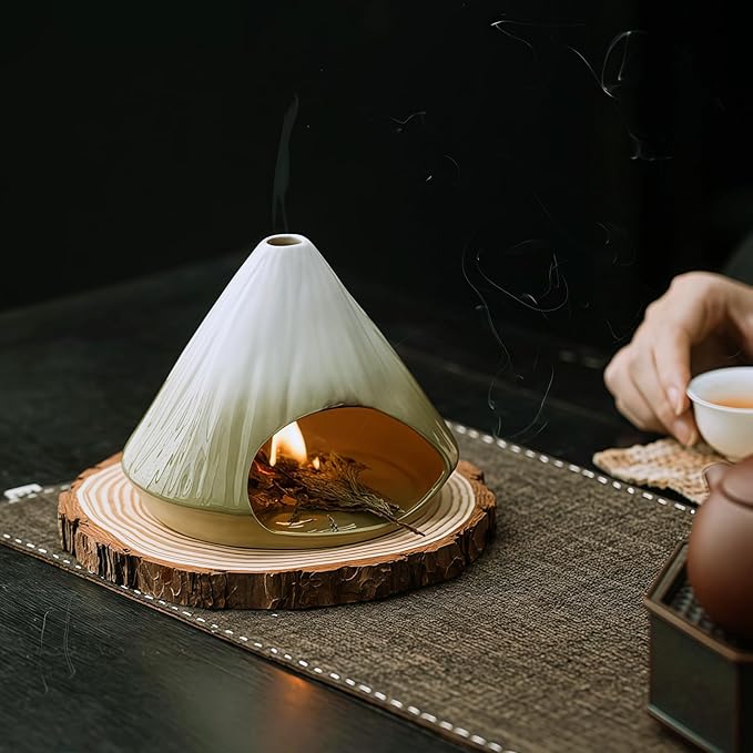 Handmade Ceramic Palo Santo Holder – Suitable for Burning Sage & Palo Santo - Mini Chimenea-Style Burner, an Incense Burner for Spiritual Meditation, Yoga or Home Decoration