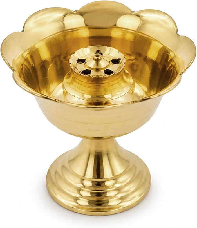 Spillbox Brass Incense Stick Holder Stand | Holder | Burner with Ash Catcher Agarbatti | Batti Stand | Plate | Dhup | Dhoop Best for Puja | Pooja Your Mandir Home & Office Decoration - Rose Agarbatti