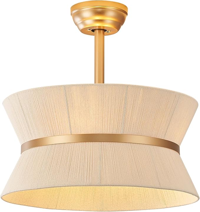 Boho Ceiling Fan with Light and Remote Rattan Chandelier Fan Gold Caged Fandelier Ceiling Fan with Light for Bedroom,Nursery,Foyer,Kitchen and Living Room(6 Speeds Timing Adjustment Height Enclosed)