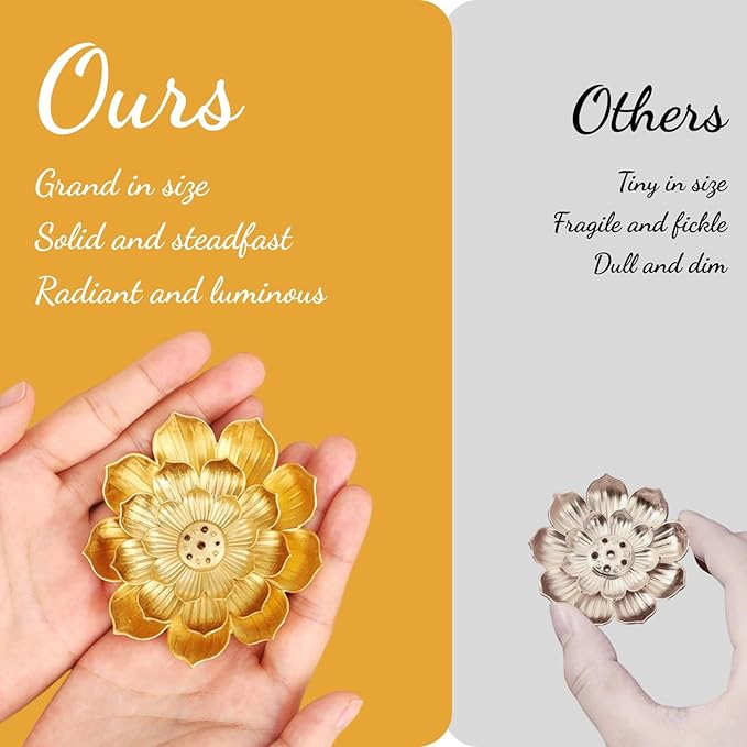 36 Pack Lotus Incense Holder, Incense Stick Holder Gold Three-Layer Design with Organza Bags & Heat Insulation Pad, Incense Burner Ash Catcher for Home Yoga SPA Fragrance Decor Bedroom