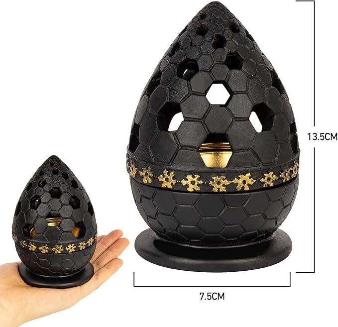 Incense Burner Holder, Bakhoor Frankincense Charcoal Censer Resin Stand, Ideal for Aromatherapy Yoga Spa, Home Christian Church Decor (Black)
